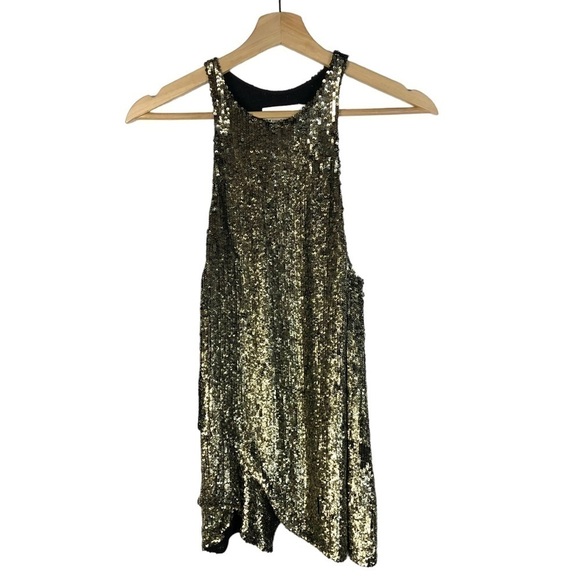 3.1 Phillip Lim Gold Sequin High Neck Sequin Sleeveless Blouse 4 - Picture 2 of 6